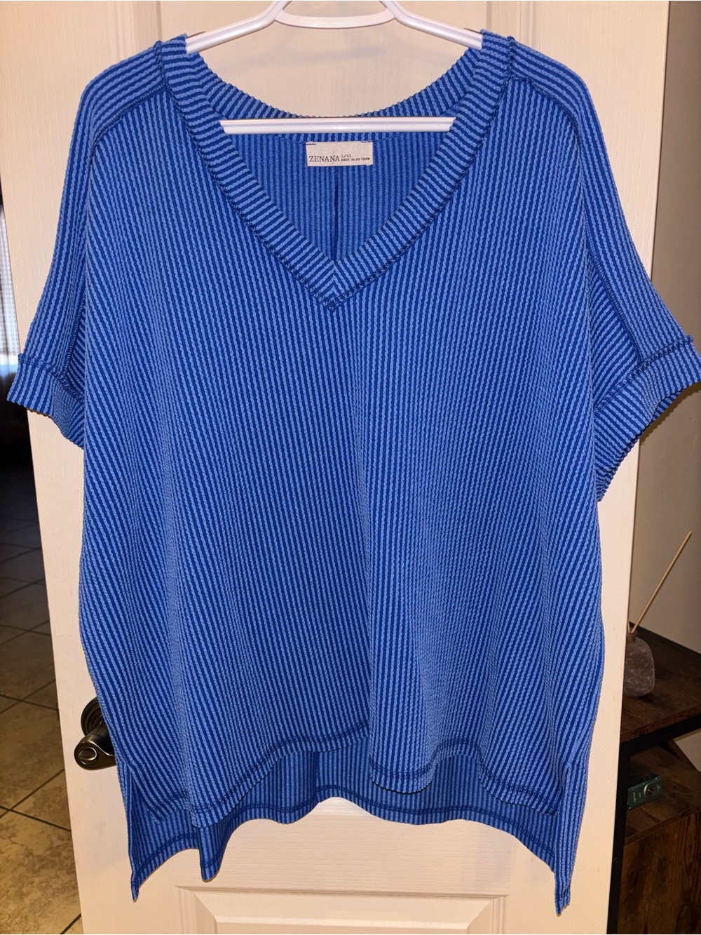 Zenana Outfitters Bright Blue V-Neck Short Sleeve Top